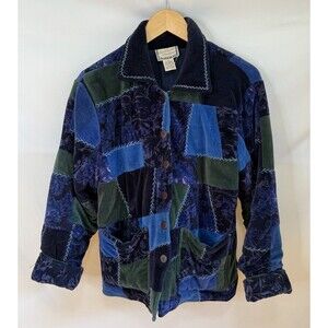 Vtg April Cornell Velvet Patchwork Jacket S Boho Quilted Artsy Granola Core